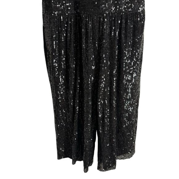Trina Turk Black Sequined Short Sleeve V-Neck  Romper Size 6 - Picture 7 of 12